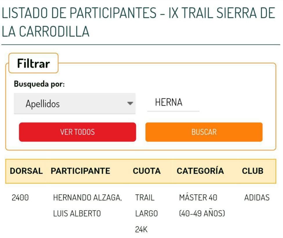 Inscripción de Luis Alberto Hernando