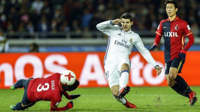 Alvaro Morata en la final del Mundial de Clubes que enfrentó al Real Madrid con el Kashima Antlers.  