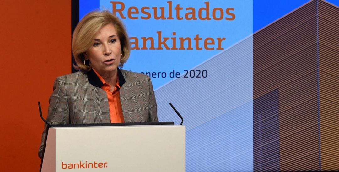 La consejera delegada de Bankinter, María Dolores Dancausa, interviene este jueves en Madrid durante la presentación de los resultados del 2019.