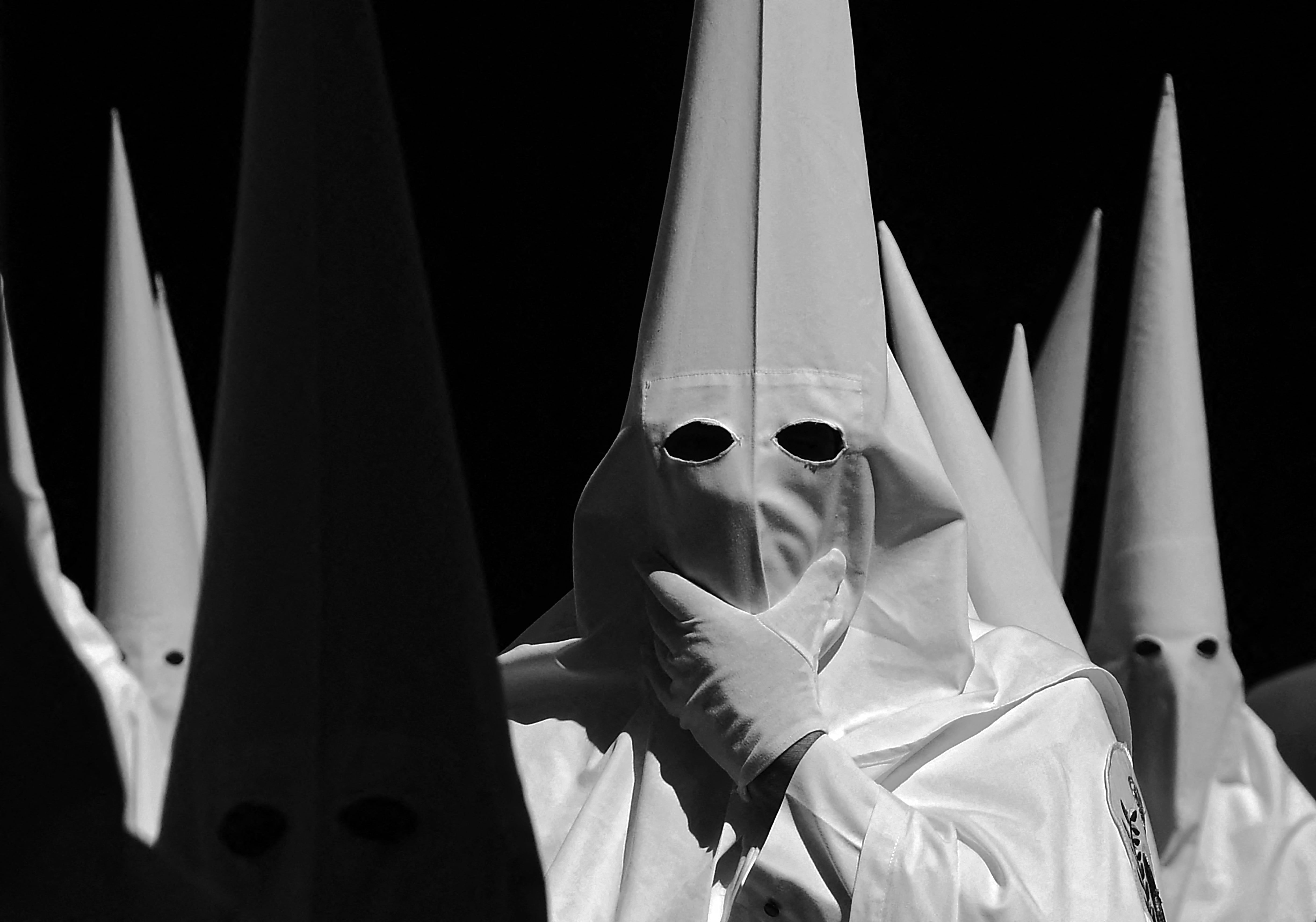 Penitents of La Paz brotherhood take part in the Palm Sunday procession in Seville on April 2, 2023 - AFP presents a photo essay of 43 pictures taken between April 2 and April 7, 2023, showing Spain&#039;s colourful Semana Santa (Holy Week) celebrations, featuring centuries-old processions of the faithful carrying flower-covered floats topped with statues of Christ or the Virgin Mary.More images can be found on www.afpforum.com
Search SLUG : SPAIN-RELIGION-EASTER-TRADITION (Photo by Cristina Quicler / AFP) (Photo by CRISTINA QUICLER/AFP via Getty Images)