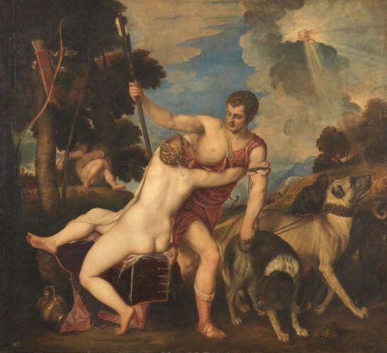 Venus y Adonis. Tiziano. Museo Nacional del Prado