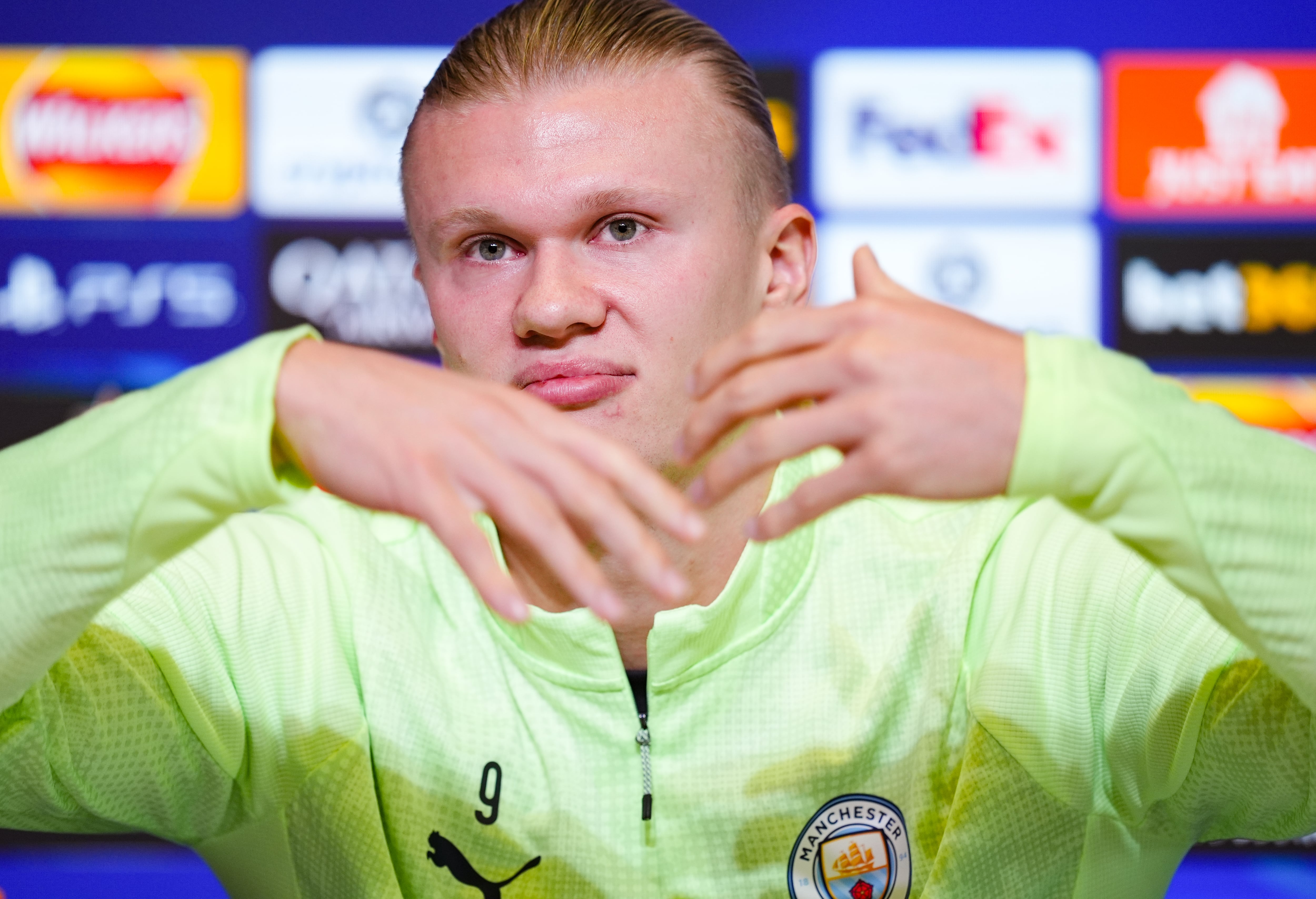 Erling Haaland, durante la rueda de prensa previa al partido del Manchester City en la Champions League
