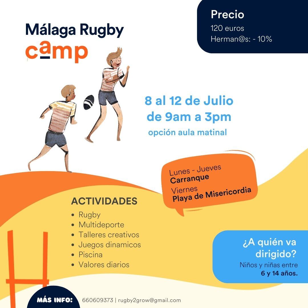 El campamento de Málaga Rugby el próximo mes de julio en la Ciudad Deportiva Javier Imbroda