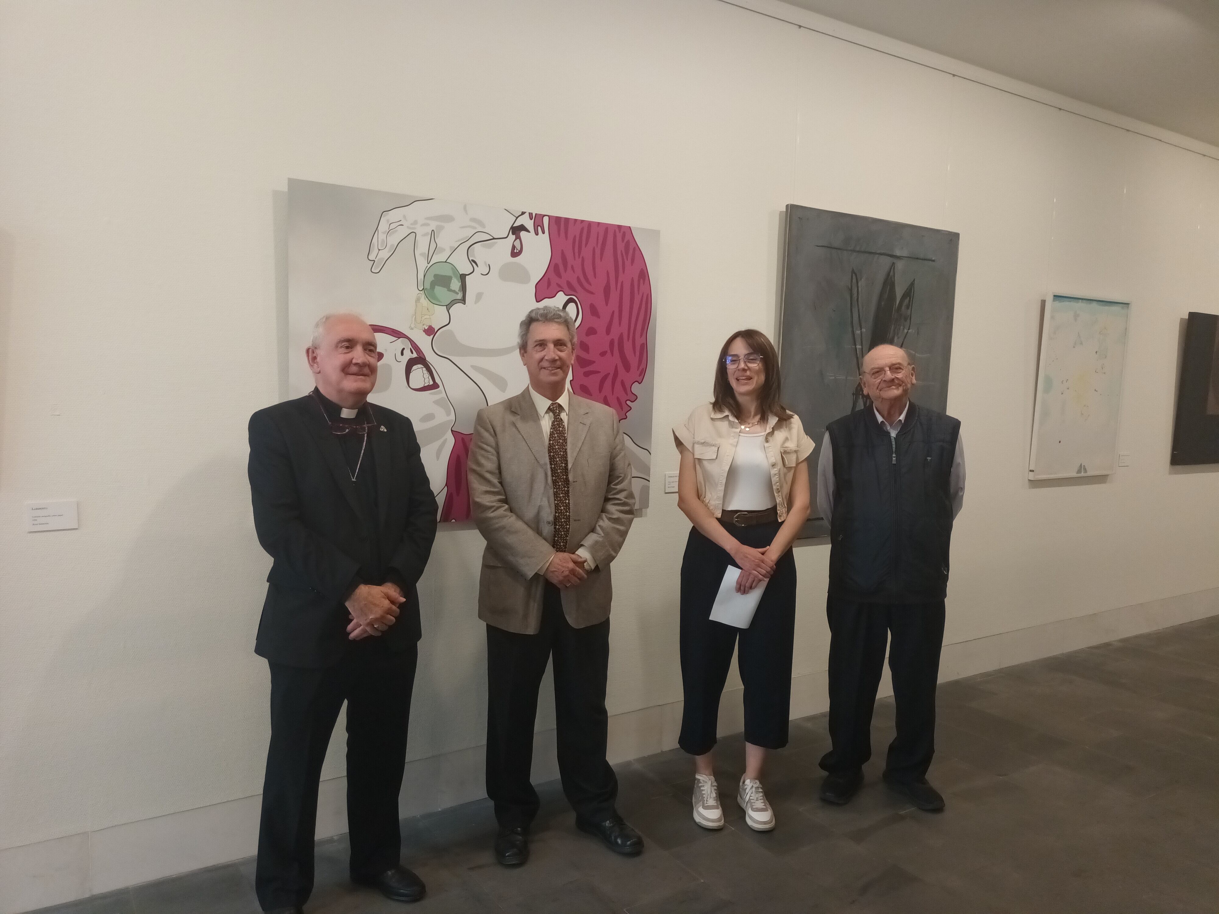 Ángel Pérez, José Ramón Auria, María Puértolas y Ángel Noguero en la inauguración de la exposición.