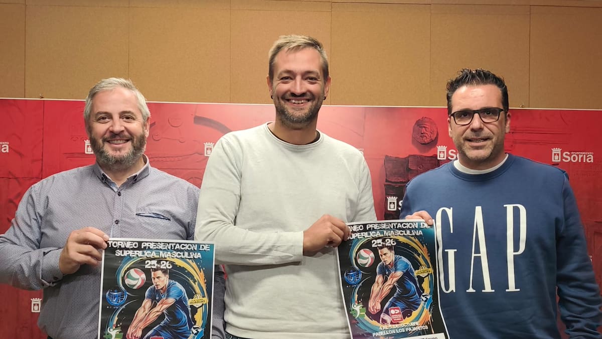Manu Salvador, Alfredo Cabrerizo y Alberto Toribio - La Superliga Masculina de Voleibol se presentará en Soria este fin de semana