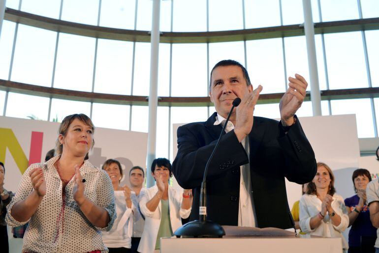 Arnaldo Otegi en un acto electoral en San Sebastián