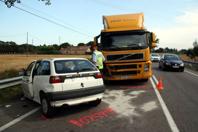 Accident a la C-65 a Llambilles, l'any 2014