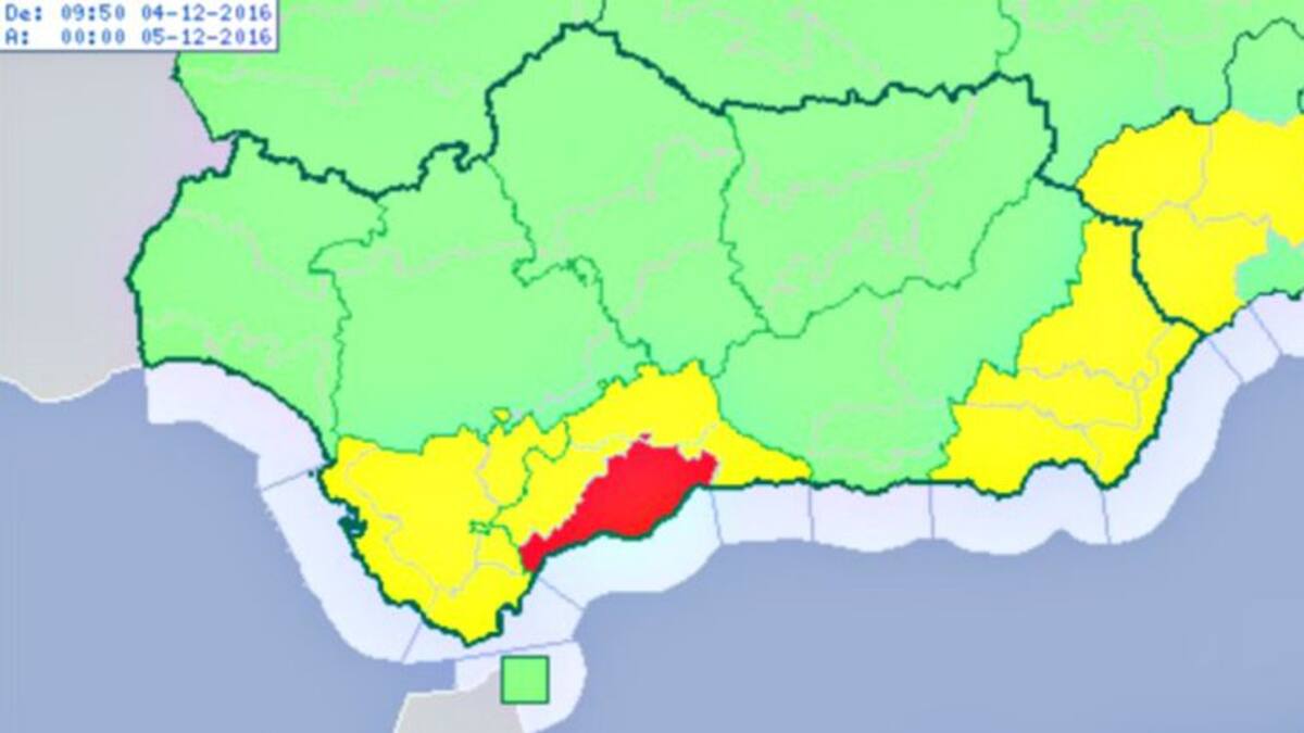 Alerta roja en Málaga por la fuertes lluvias