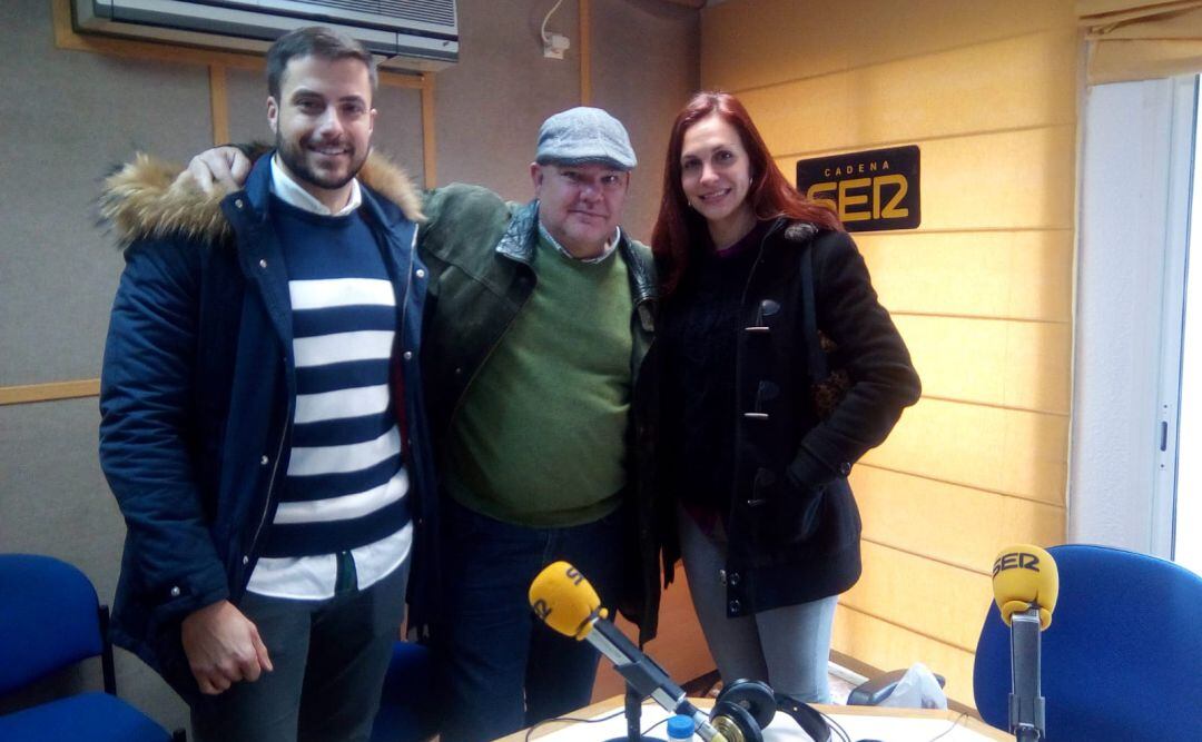 Baltasar (Antonio Rivera), Melchor (Juan Infante) y la Estrella de la Ilusión, Cristina Ceballos, en Radio Huelva