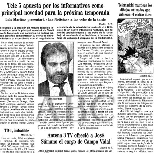 Artículo sobre &#039;Bola de Dragón&#039; en ABC edición Madrid (1993)