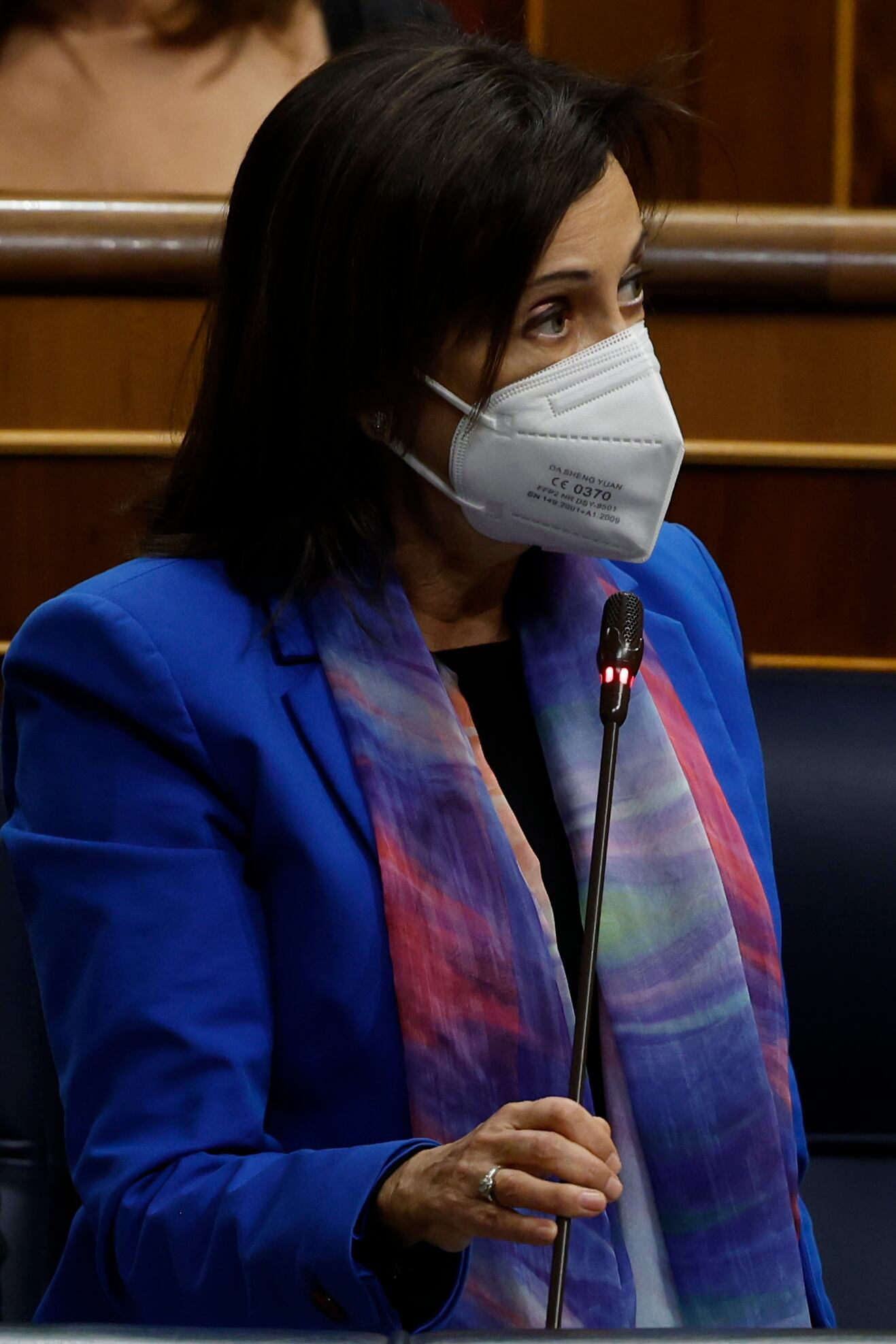 La ministra de Defensa, Margarita Robles durante el pleno celebrado este miércoles en el Congreso de los Diputados