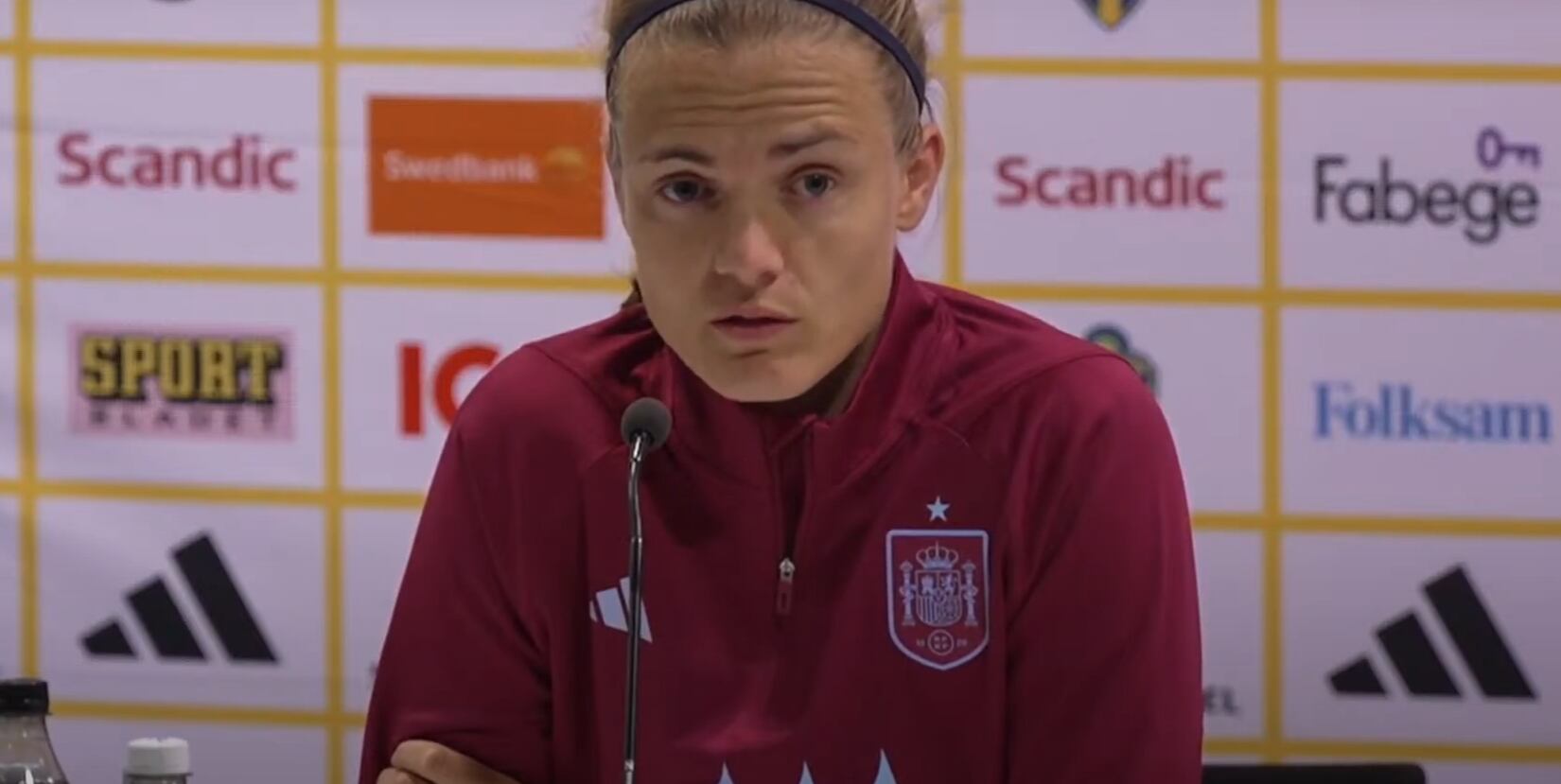 La futbolista Irene Paredes durante la rueda de prensa este jueves.