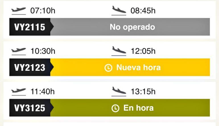 Información sobre la situación de los vuelos de la compañía Vueling entre Málaga y Fuenguirola a través de internet