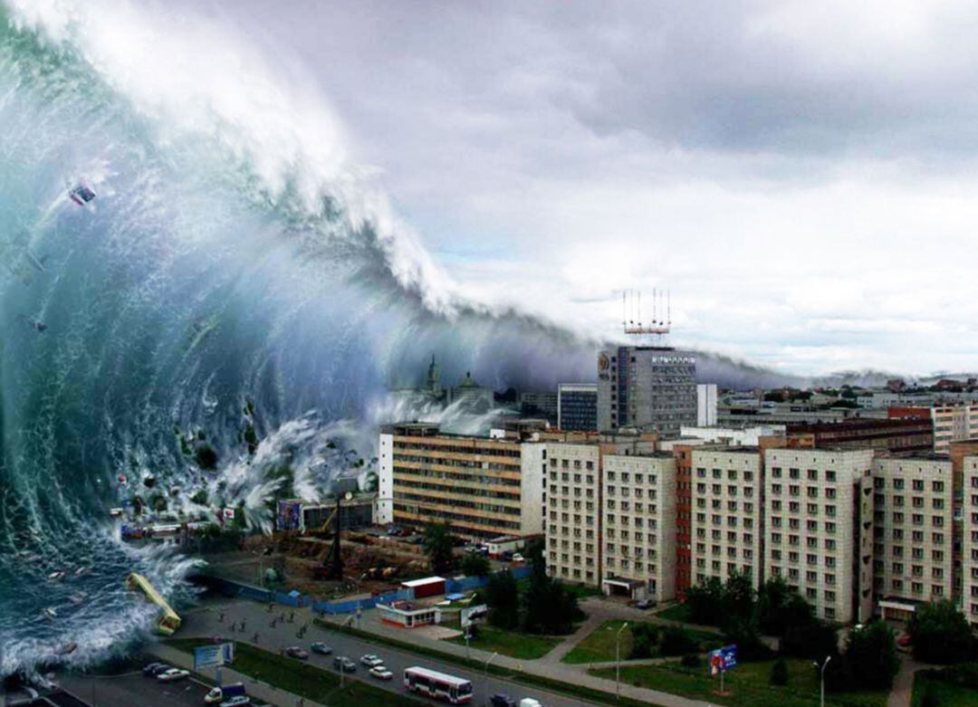 Representación de un tsunami en una imagen de archivo.