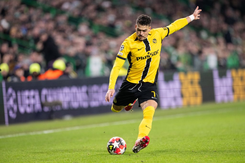 Filip Ugrinic of Young Boys in action during the UEFA Champions League 2024/25 League Phase MD7 match between Celtic FC and BSC Young Boys at Celtic Park on January 22, 2025 in Glasgow, Scotland. (Photo by Richard Callis/Eurasia Sport Images/Getty Images)