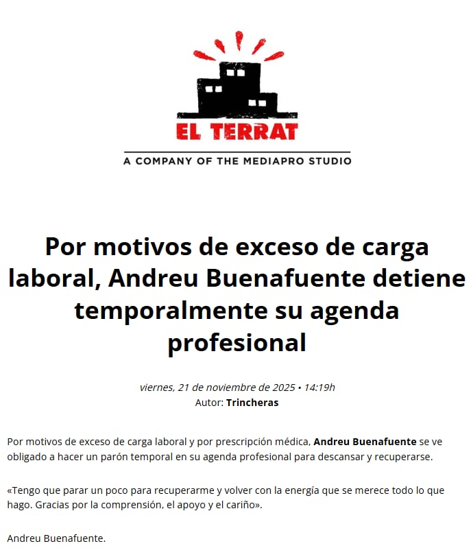 Captura del comunicado de El Terrat.