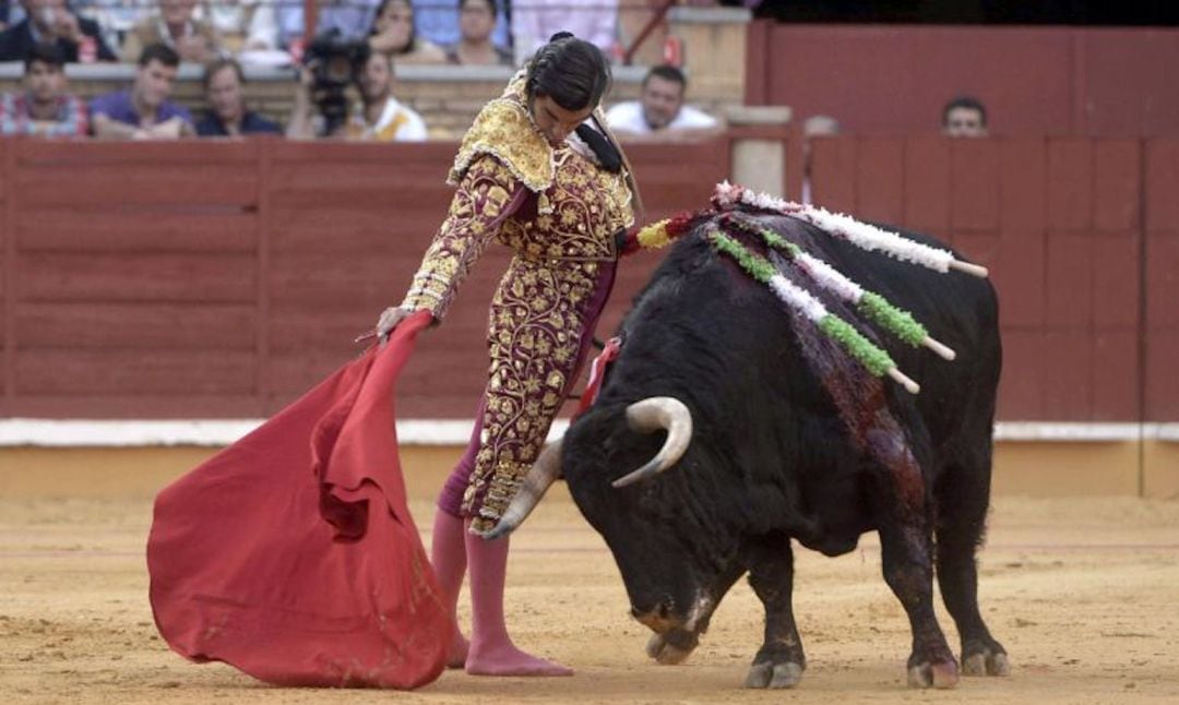 El diestro Morante de La Puebla durante la corrida para conmemorar del 50 aniversario de la plaza de toros de Córdoba