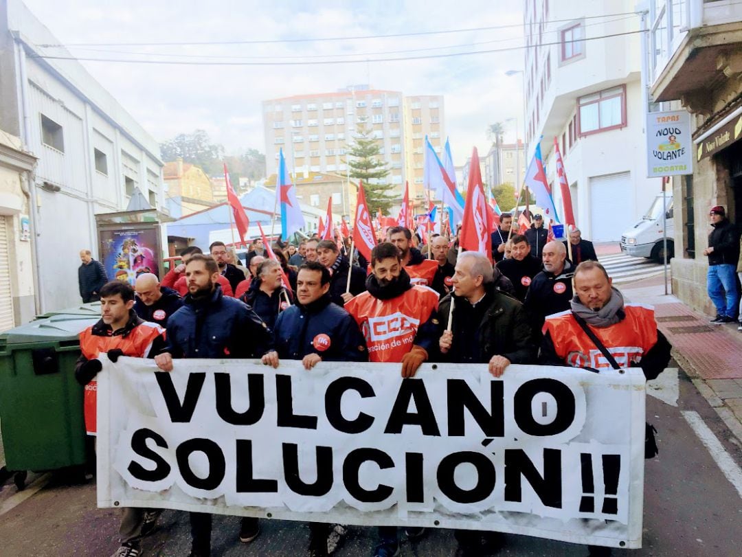 Protesta de trabajadoresd e Vulcano el pasado mes de febrero