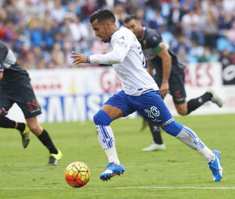 Jorge Díaz, en uno de sus primeros encuentros con la camiseta del Real Zaragoza