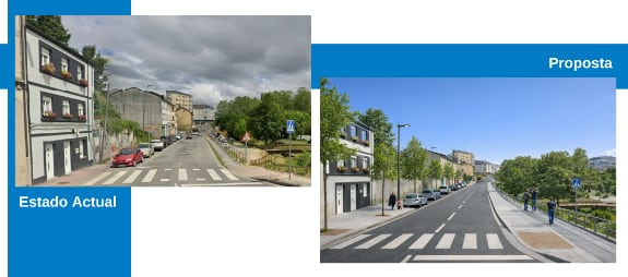 Imagen que muestra el resultado previsto tras las obras de mejora de la calle Serra de Meira, en Lugo.
