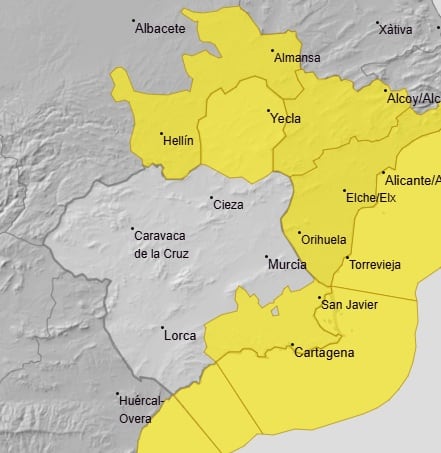 Previsión de los avisos amarillos para mañana martes, 3 de marzo