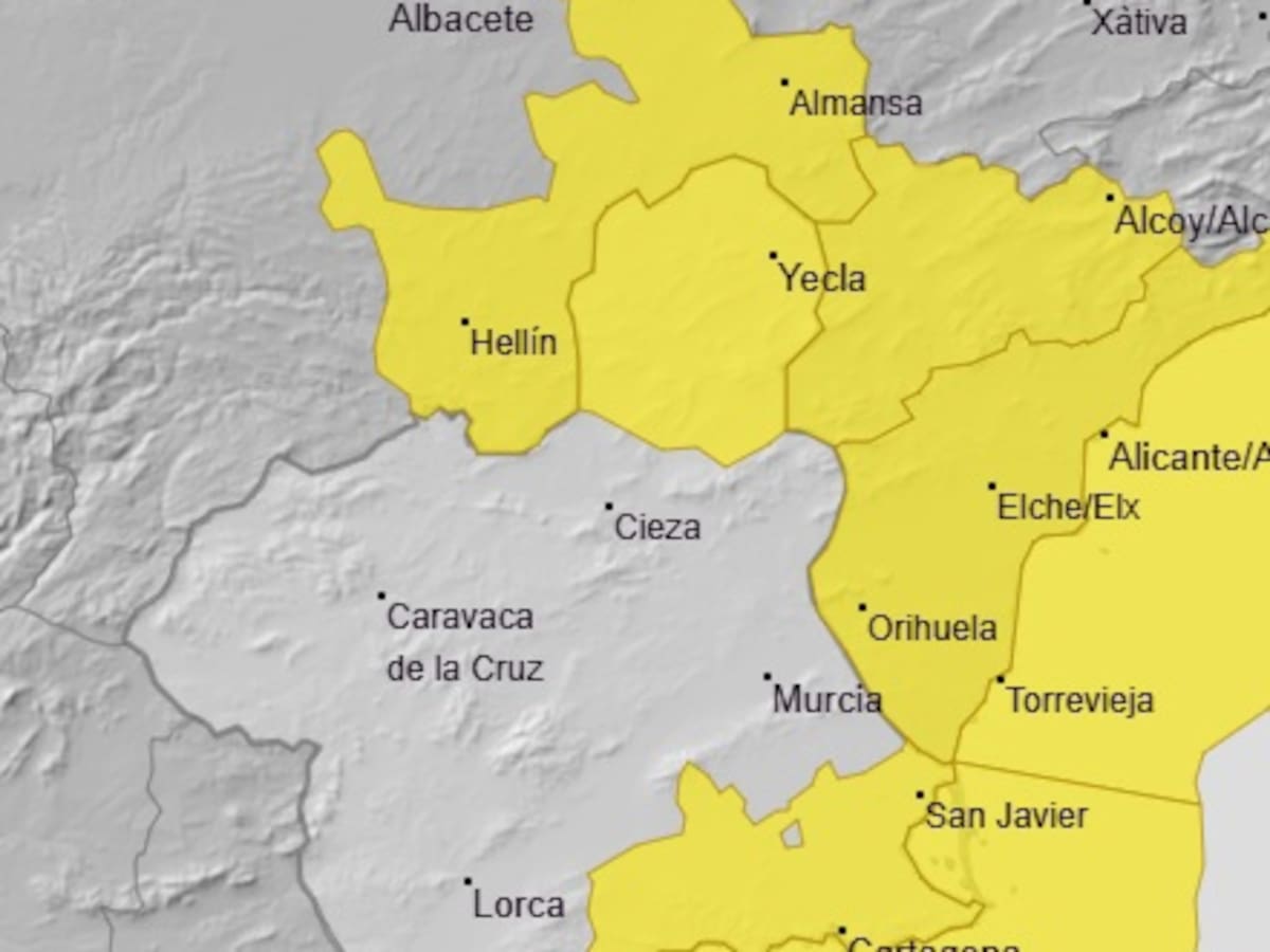 Aviso amarillo por fenómenos costeros y fuertes vientos en la Región de Murcia