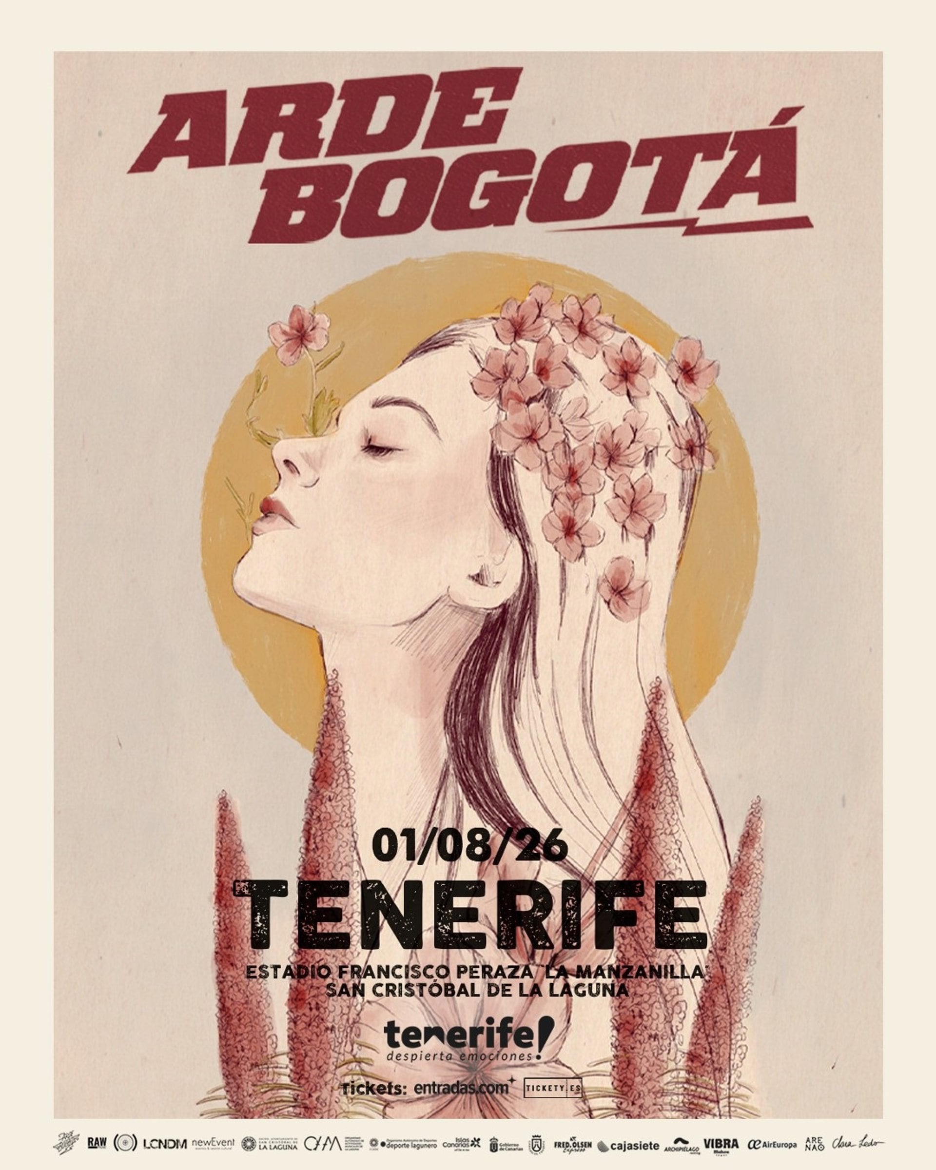 Cartel del concierto de Arde Bogotá en Tenerife