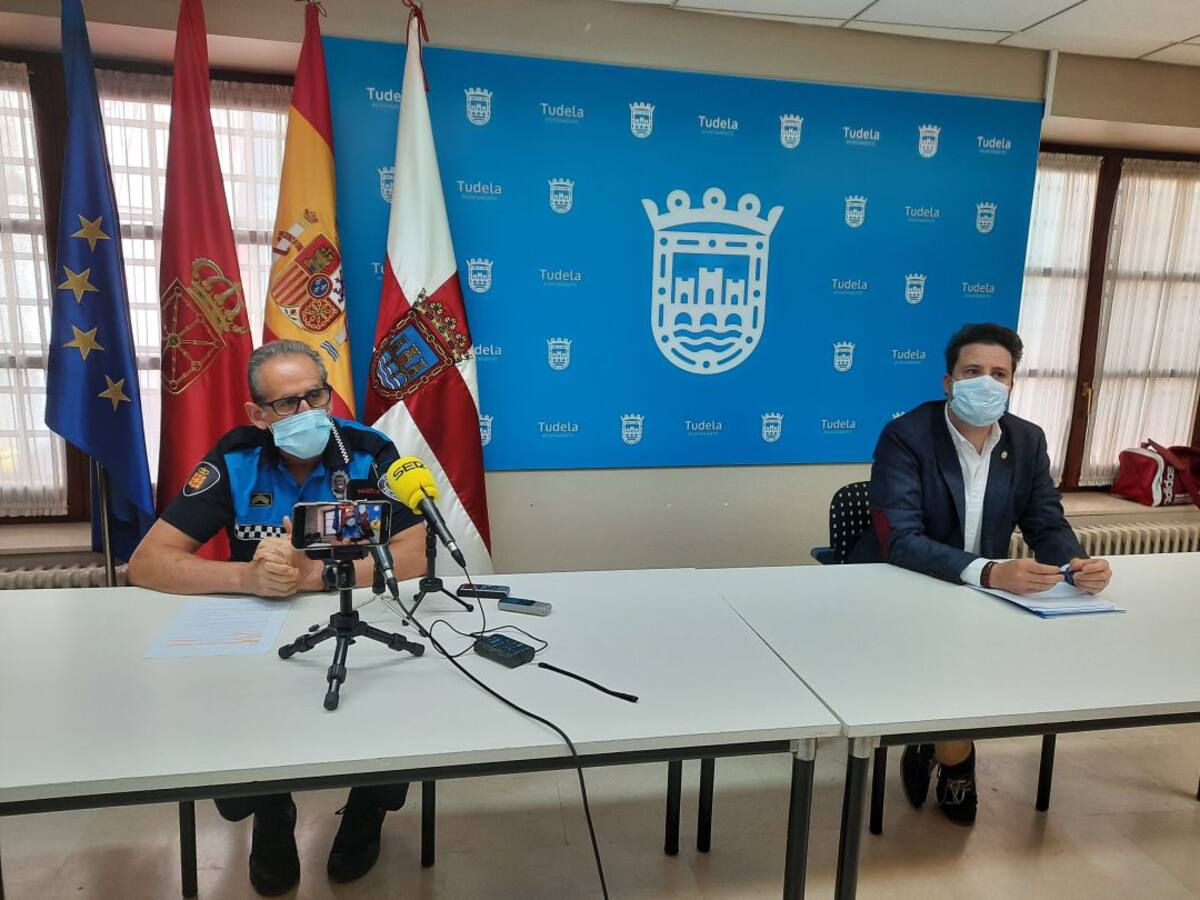 Control de acceso en la Plaza de los Fueros el día 24 en las 'NO Fiestas de Tudela'