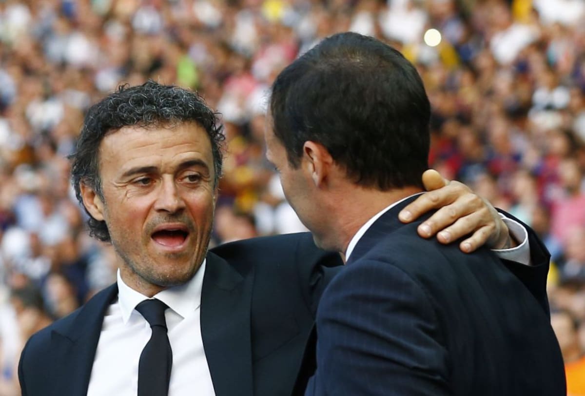 Luis Enrique y Massimiliano Allegri, al comienzo del partido en Berlín