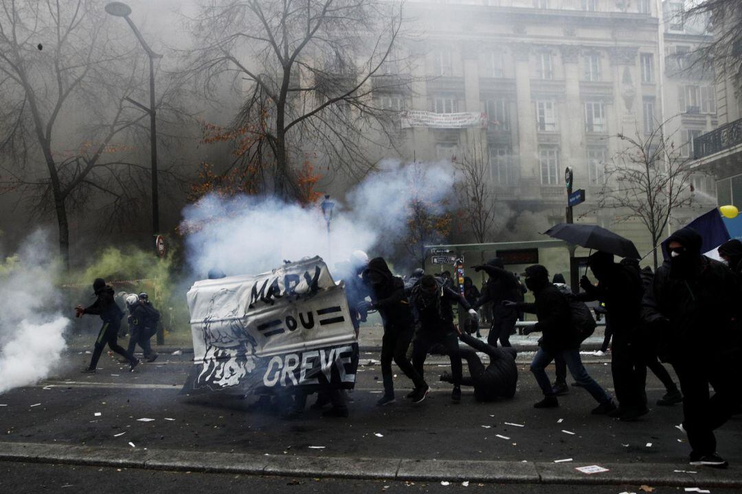 Disturbios en las protestas contra la reforma de las pensiones en Francia el pasado jueves.