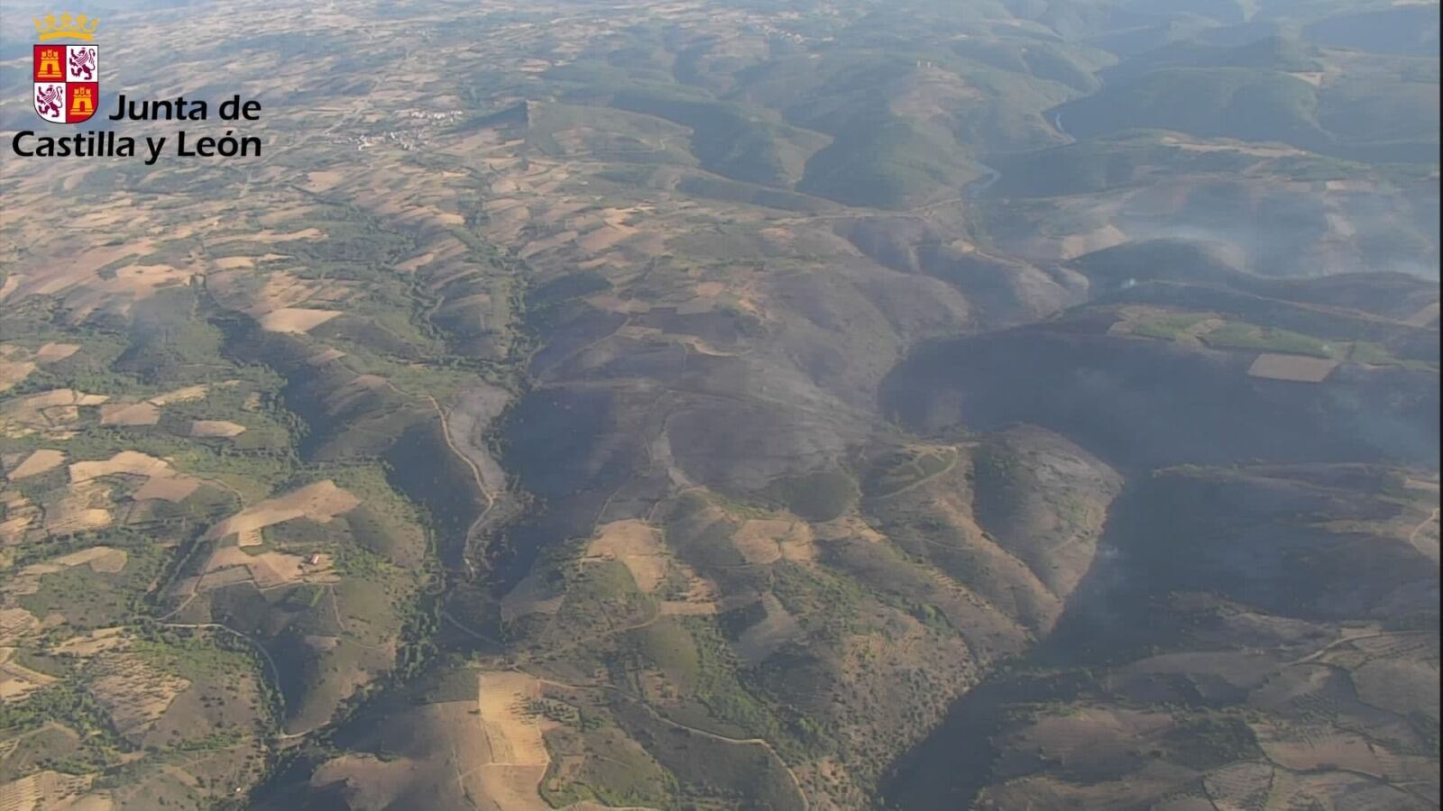 Vista aérea de la zona afectada por el incendio