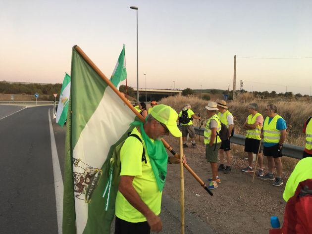 Una treintena de activistas de la marcha andaluza a pie por las pensiones dignas