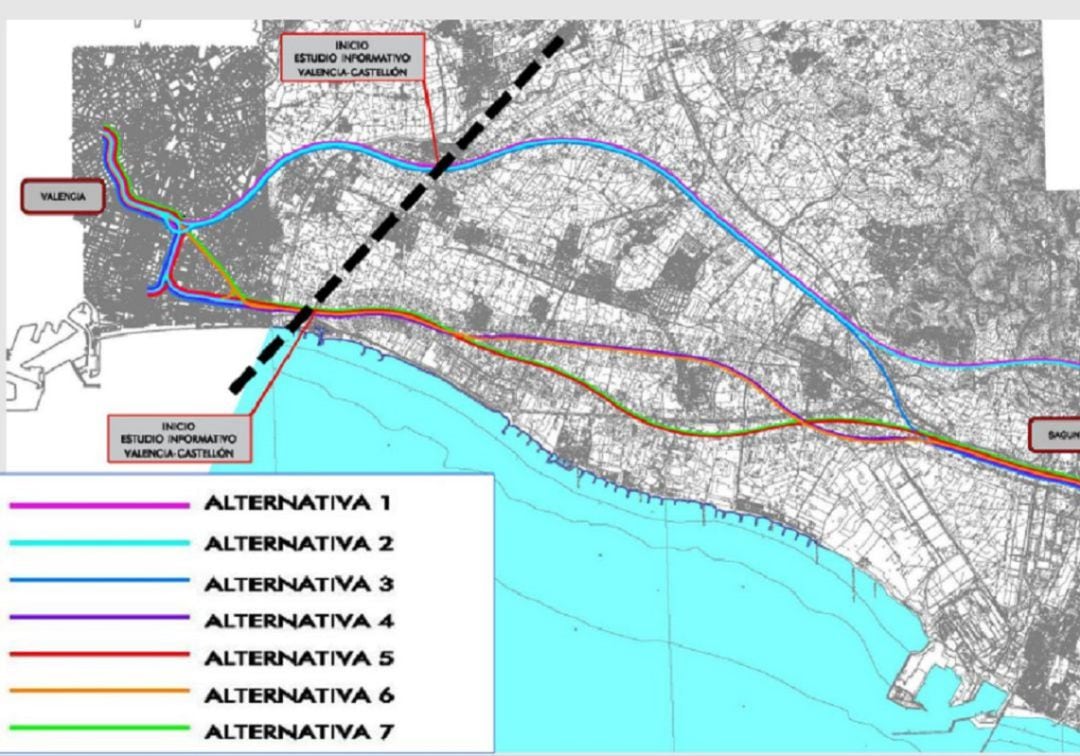 Alternativas que se plantean para el túnel pasante y la doble plataforma ferroviaria entre València y Castelló