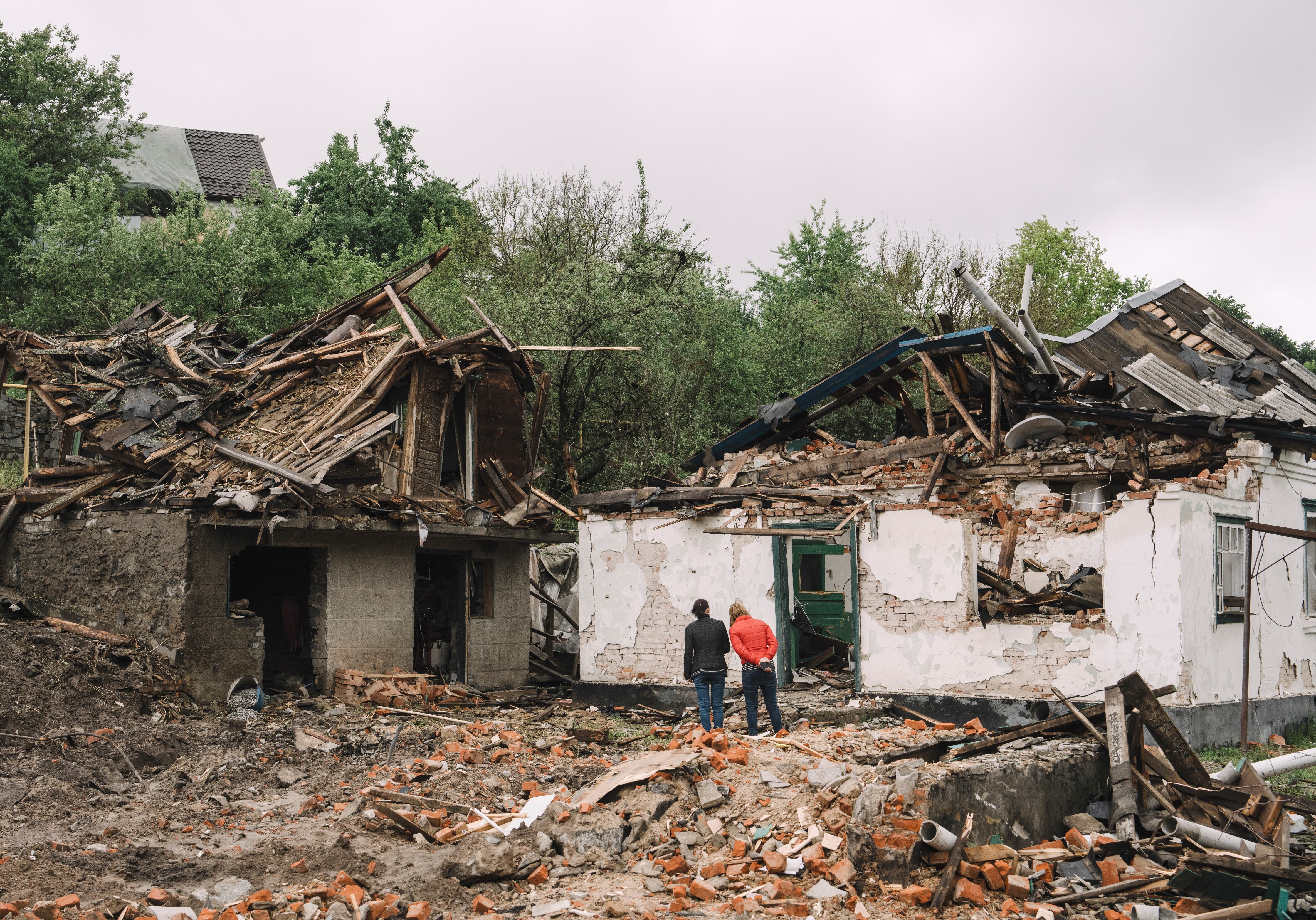 Varias viviendas de Zaporiyia derruidas a causa de los ataques rusos con drones de esta madrugada