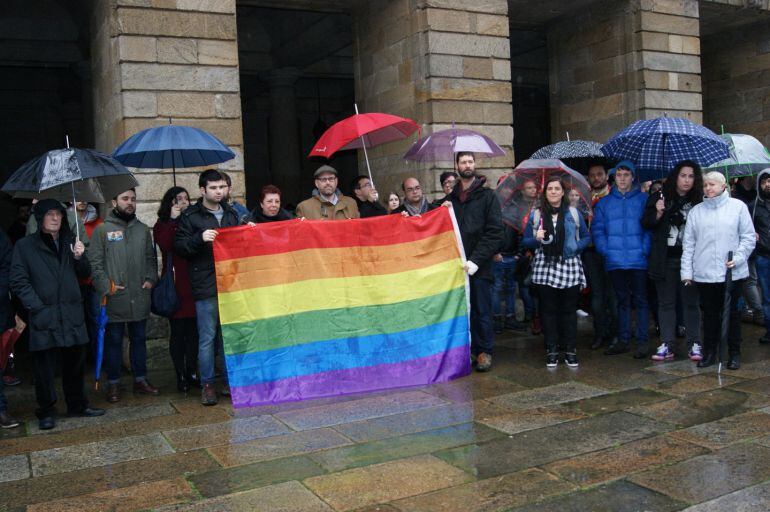 Concentración en la plaza del Obradoiro contra la agresión homófoba a una pareja de Santiago