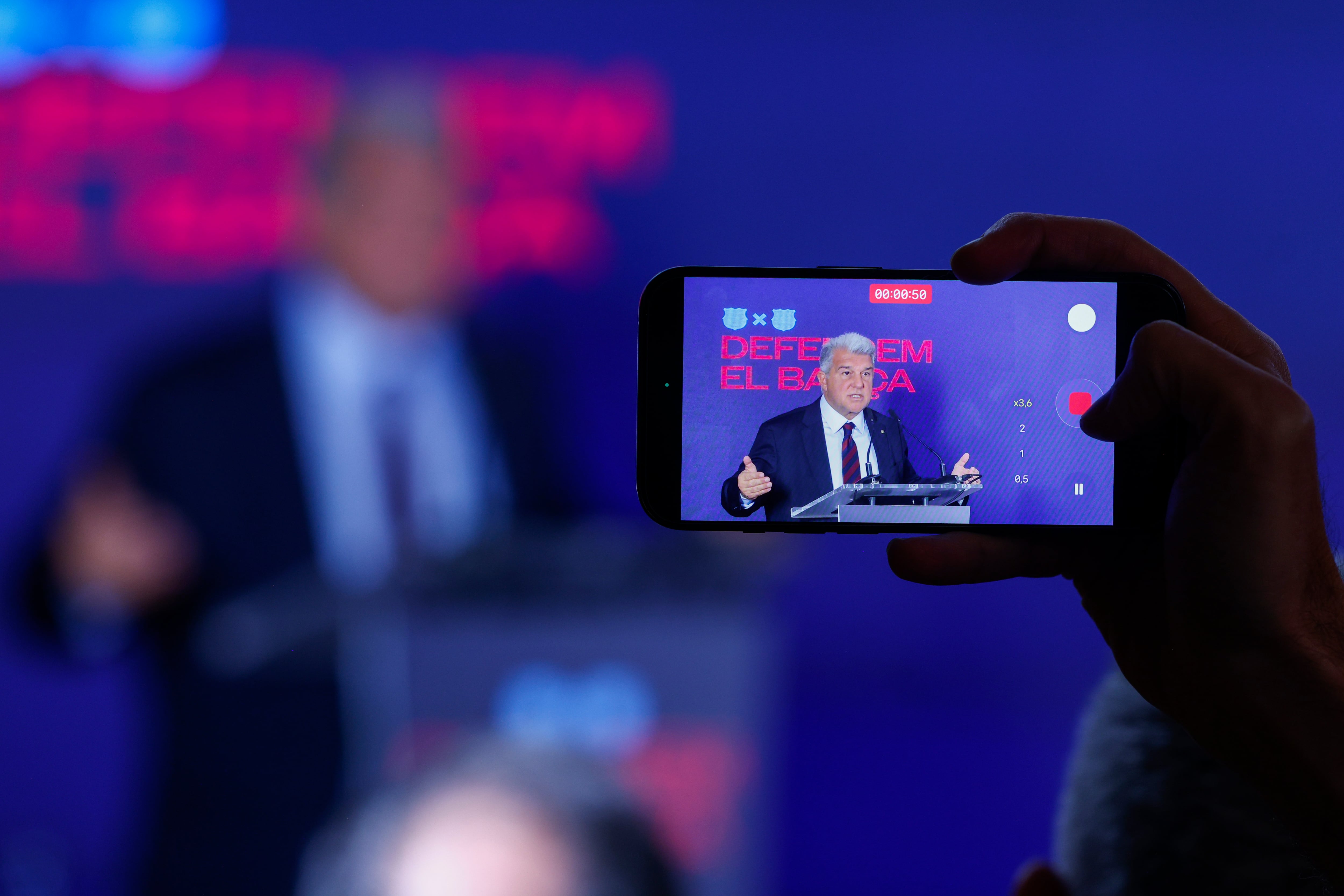 Joan Laporta, durante la presentación oficial de su candidatura a la presidencia del FC Barcelona