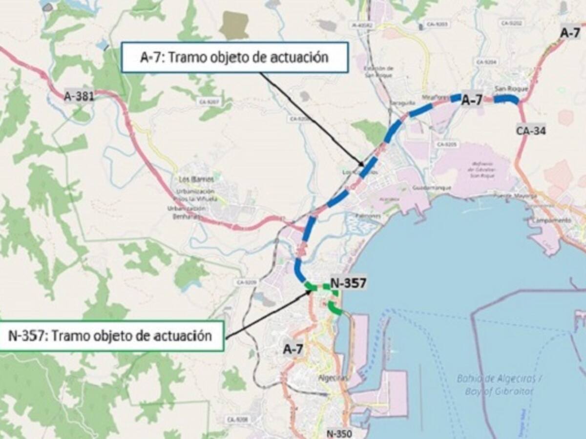 Adjudicadas las obras de rehabilitación de la A-7 entre Algeciras y San Roque