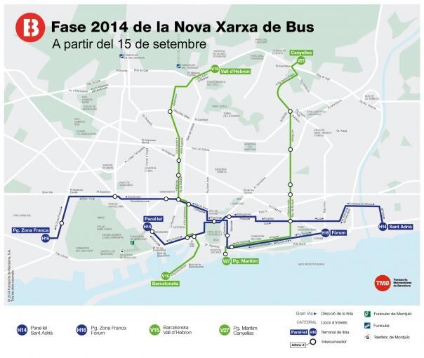 Plànol amb les noves línies d'autobús a Barcelona