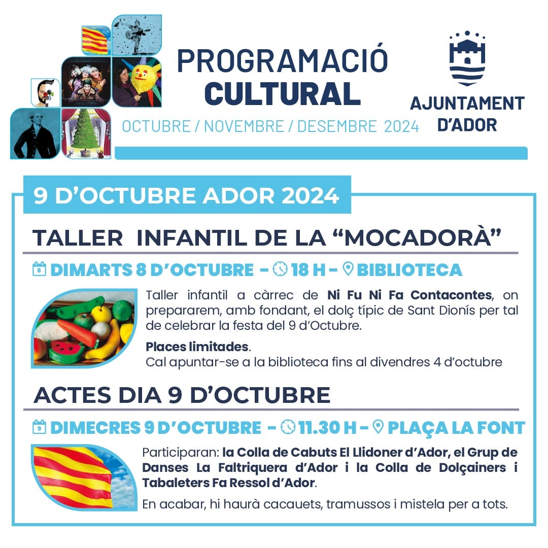 Programación del 9 d&#039;Octubre en Ador.