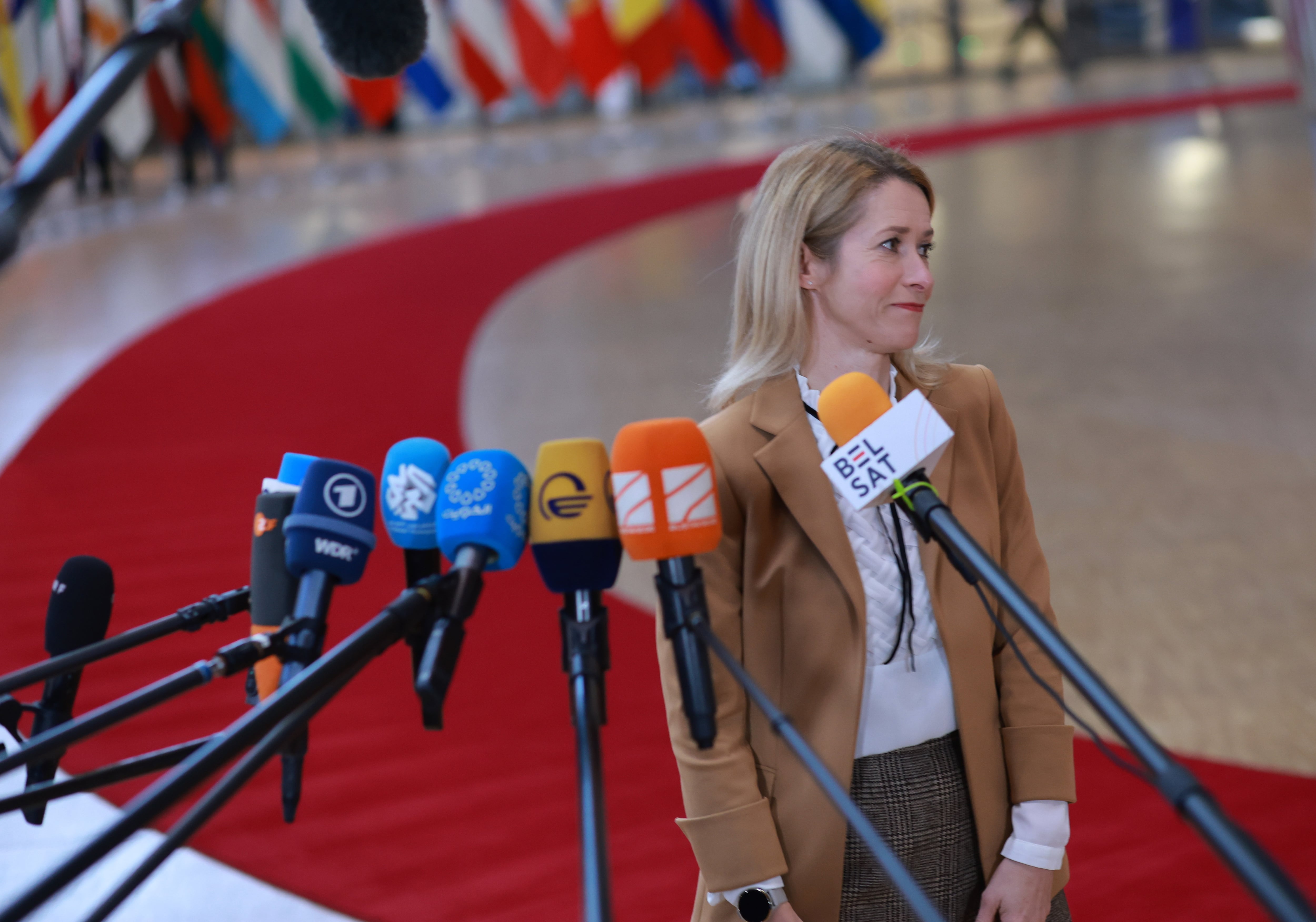 La alta representante Kaja Kallas, a su llegada al Consejo Europeo.