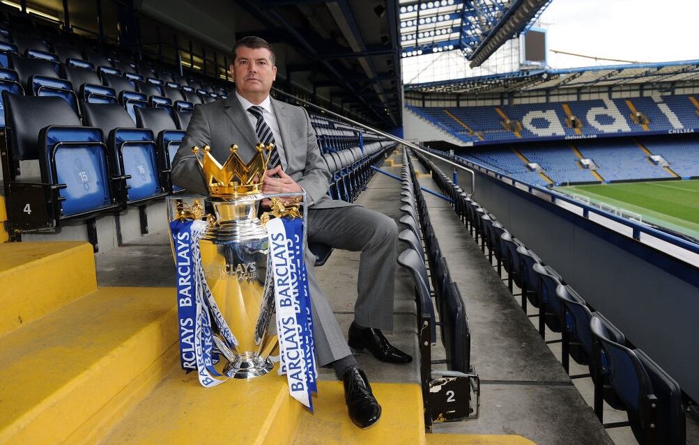 Chelsea chief executive Ron Gourlay with the Barclays premier league trophy at Stamford Bridge on May 10, 2010 in London, England. (Photo by Darren Walsh/Chelsea FC via Getty Images)