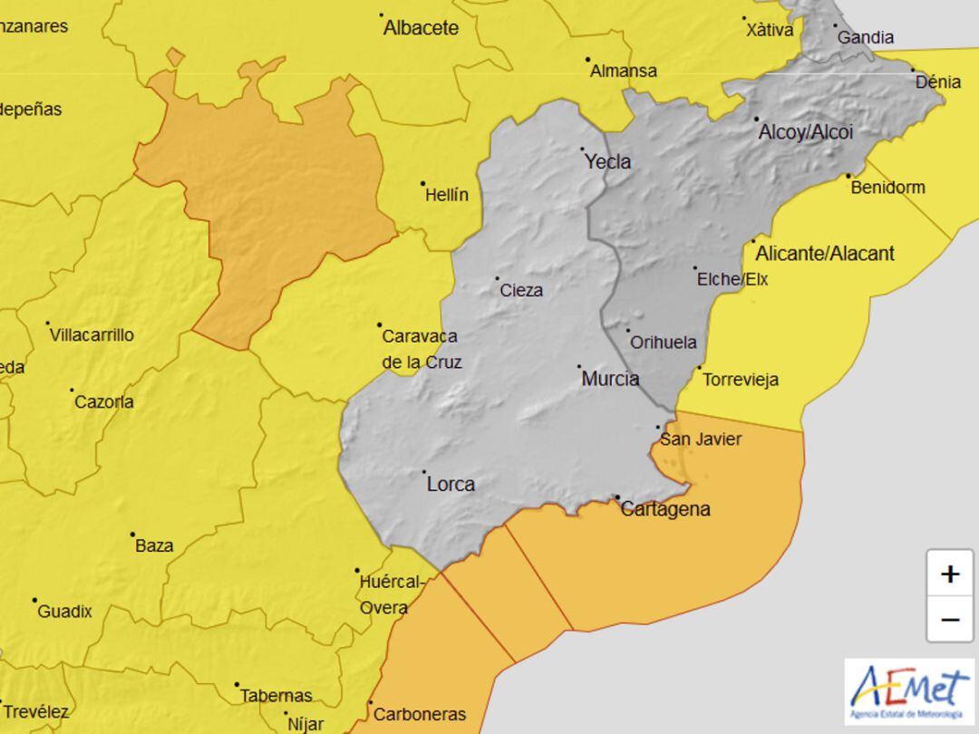 Avisos meteorológicos activos en la Región de Murcia