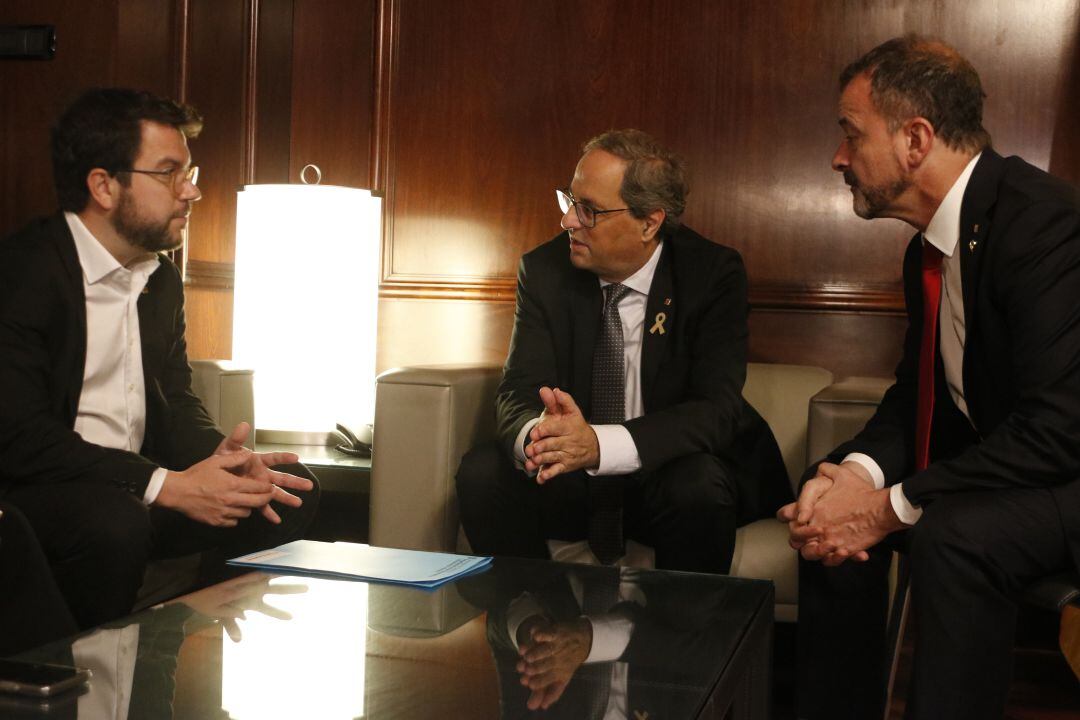 Pere Aragonès, Quim Torra i Alfred Bosch en una reunió el passat mes de juliol