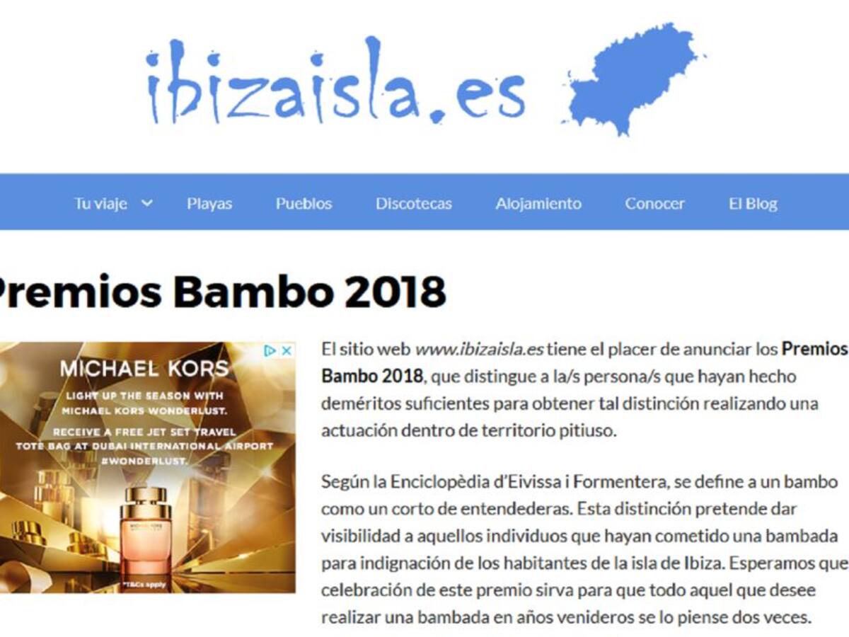 Una web de Ibiza convoca los Premios 'Bambo'