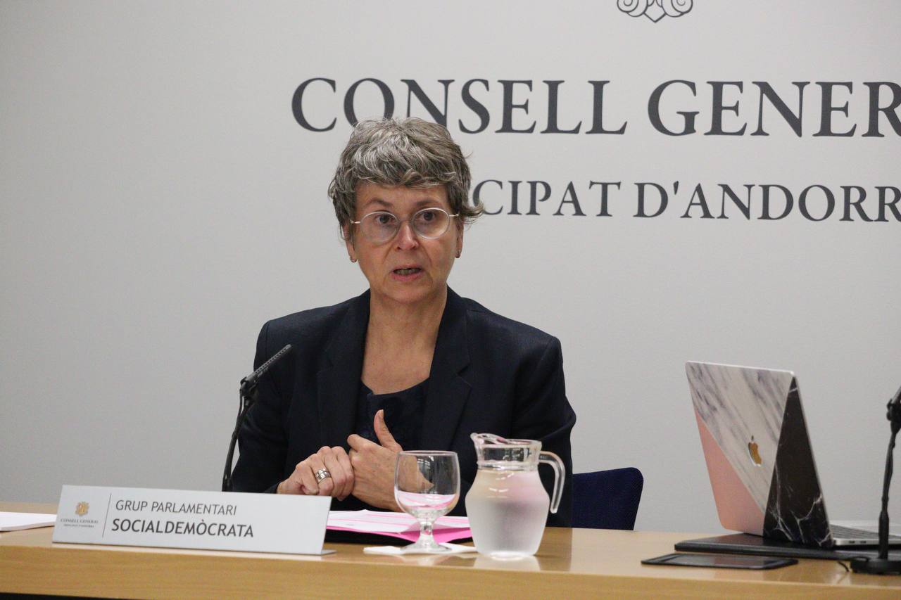 La consellera del PS, Susanna Vela, presentant les línies generals del projecte de llei de l&#039;oblit sanitari.