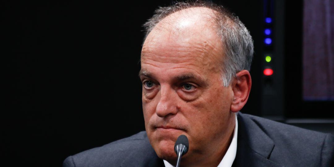 Javier Tebas, durante una comparecencia oficial