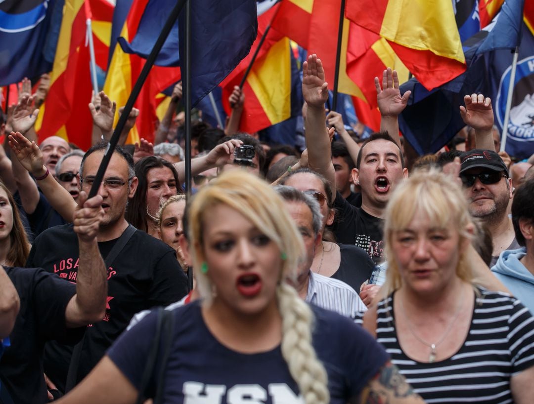 La líder de Hogar Social Madrid durante una manifestación en Madrid