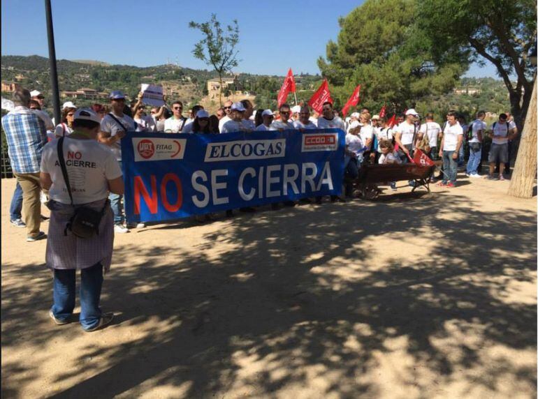 Trabajadores de Elcogás en una de sus movilizaciones.