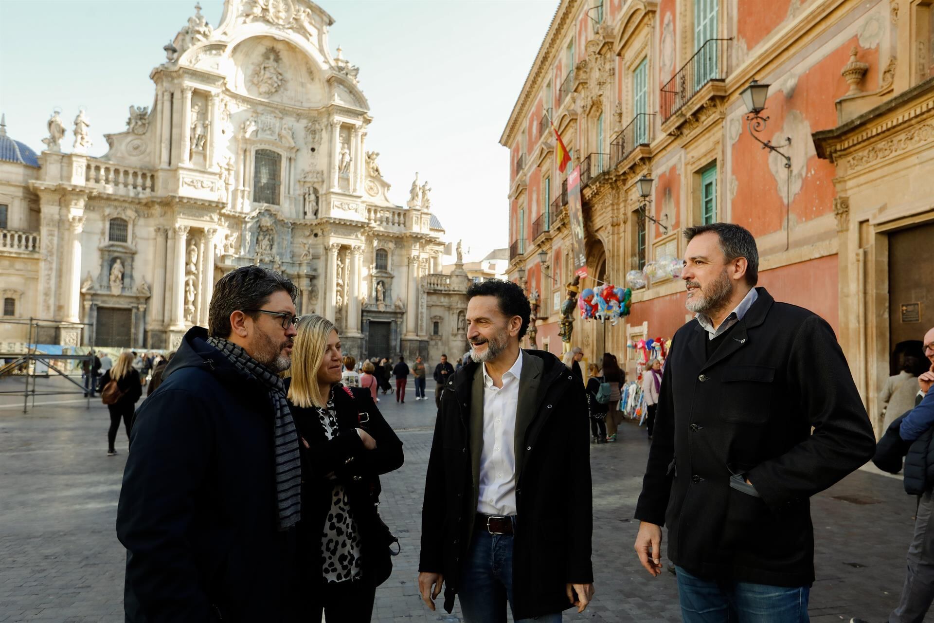 Edmundo Bal en Murcia iniciando su campaña a las primarias junto a Paqui Pérez, Juan Ignacio López Bas y Miguel Sánchez