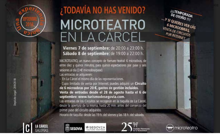 Cartel de Microteatro en La Cárcel los días 7 y 8 de septiembre